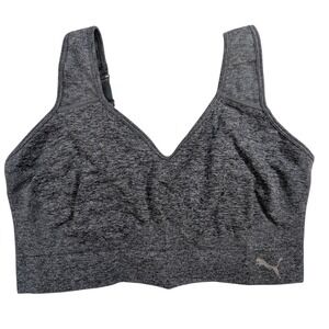 Puma Heather Gray Seamless Sports Bra Tank – Women's Size S Yoga Workout